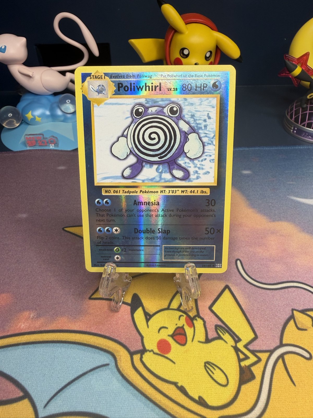 Poliwhirl 24/108 XY Evolutions Reverse Holo Pokémon card - front, Near Mint - Crown Cards PK