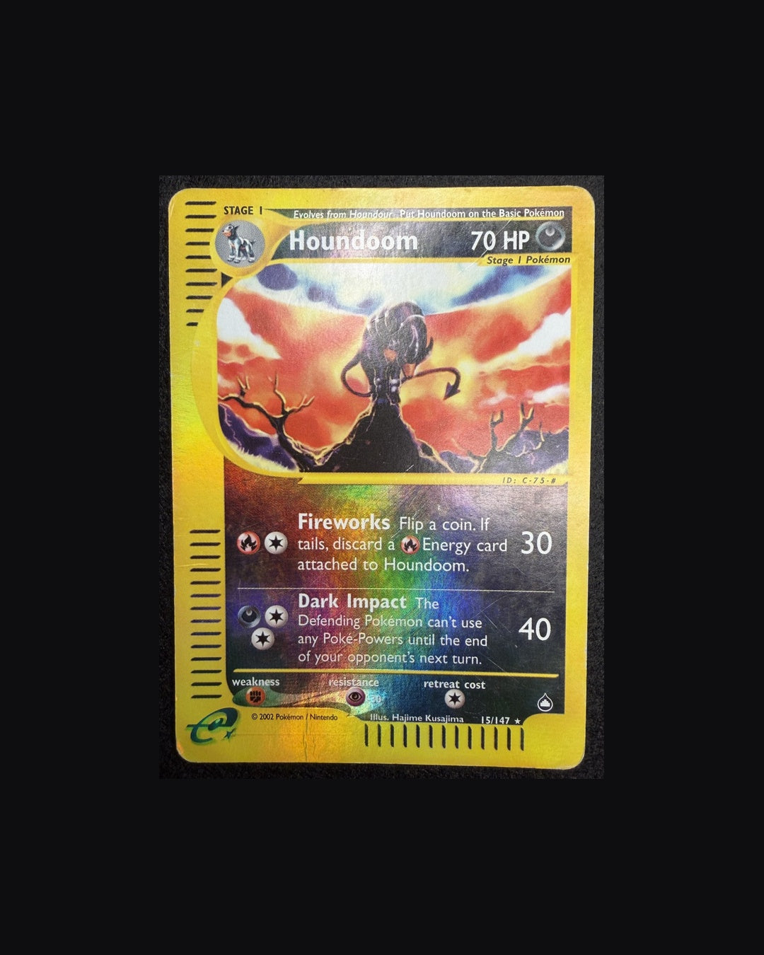 Houndoom EX Aquapolis 15/147 front reverse holo rare lightly played