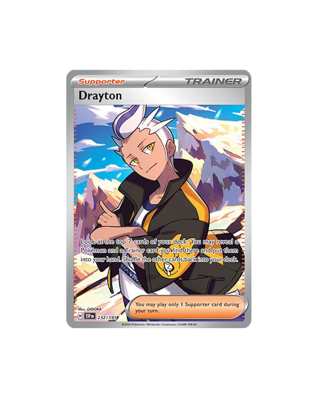 Drayton 232/191 Ultra Rare card from Surging Sparks set