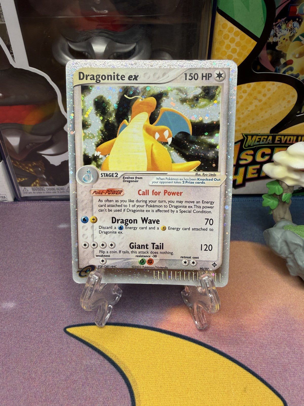 Dragonite ex EX Dragon 90/97 displayed on stand