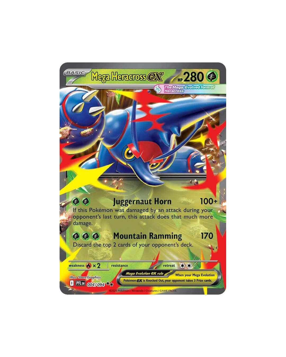 Mega Heracross ex 004/094 Double Rare card from Phantasmal Flames set