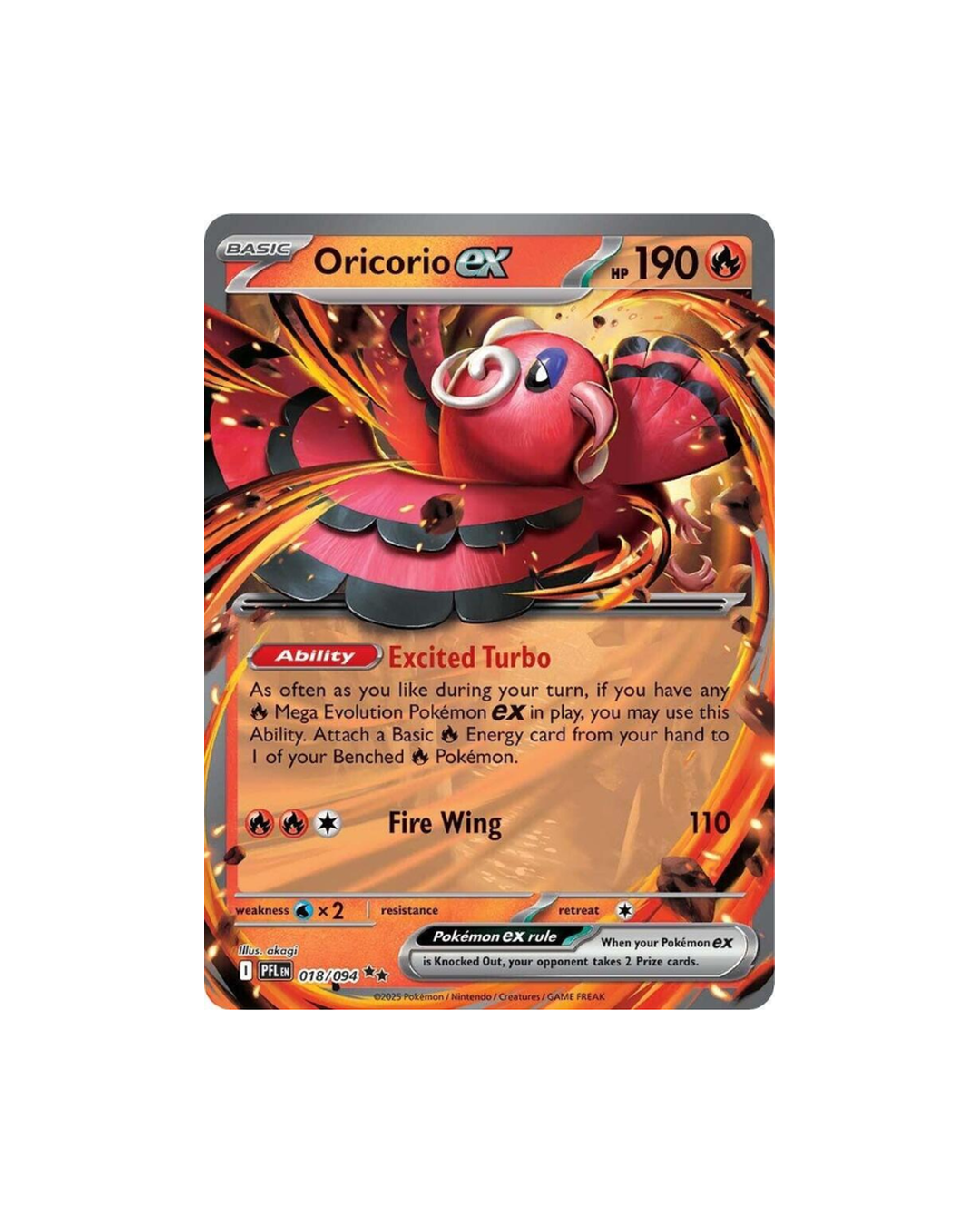 Oricorio ex 018/094 card from Phantasmal Flames set