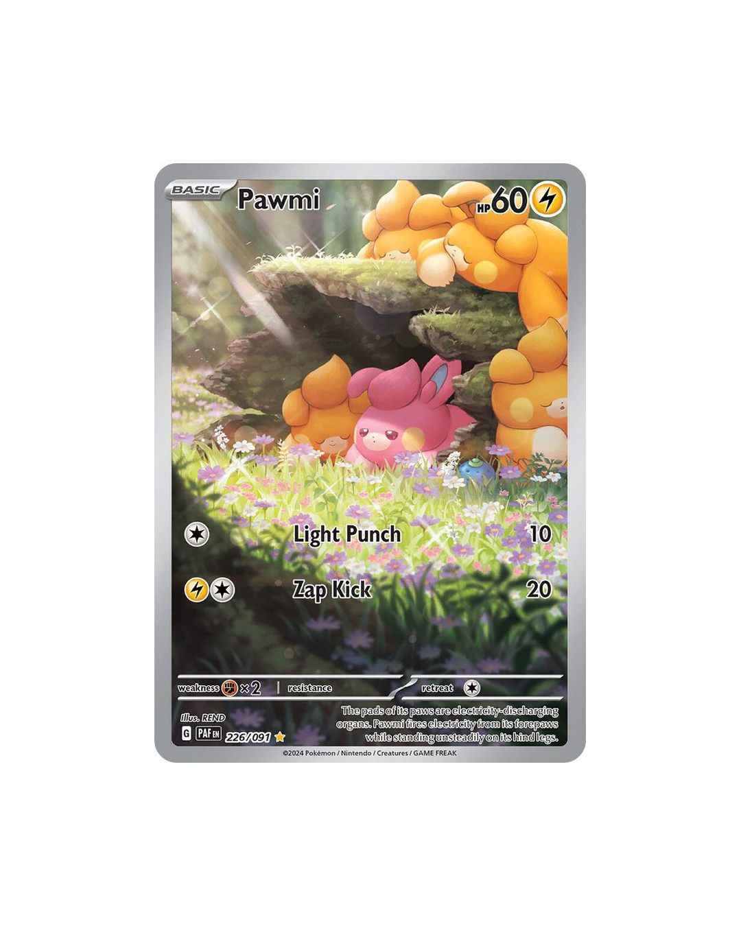 Pawmi 226/091 Shiny Illustration Rare card from Paldean Fates set
